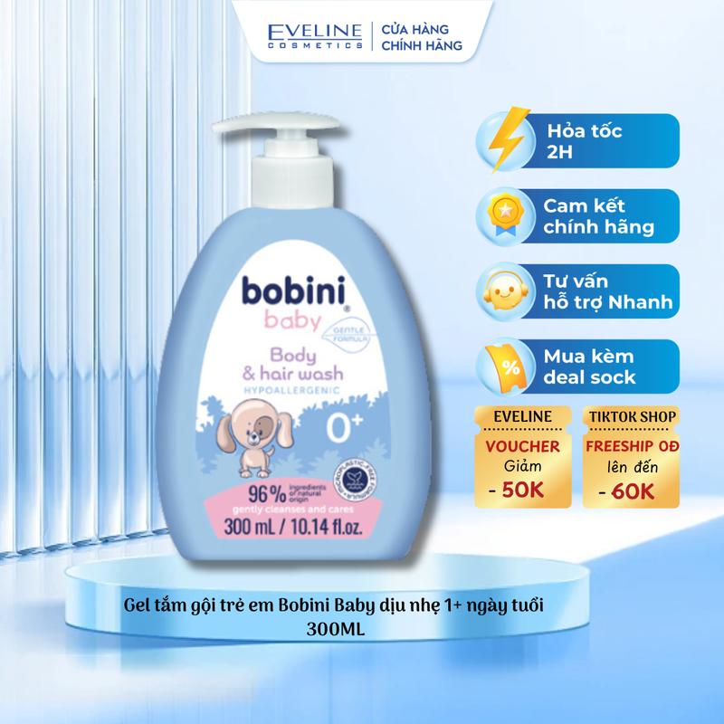 Gel tắm gội trẻ em Bobini Baby dịu nhẹ 1+ ngày tuổi 300ML